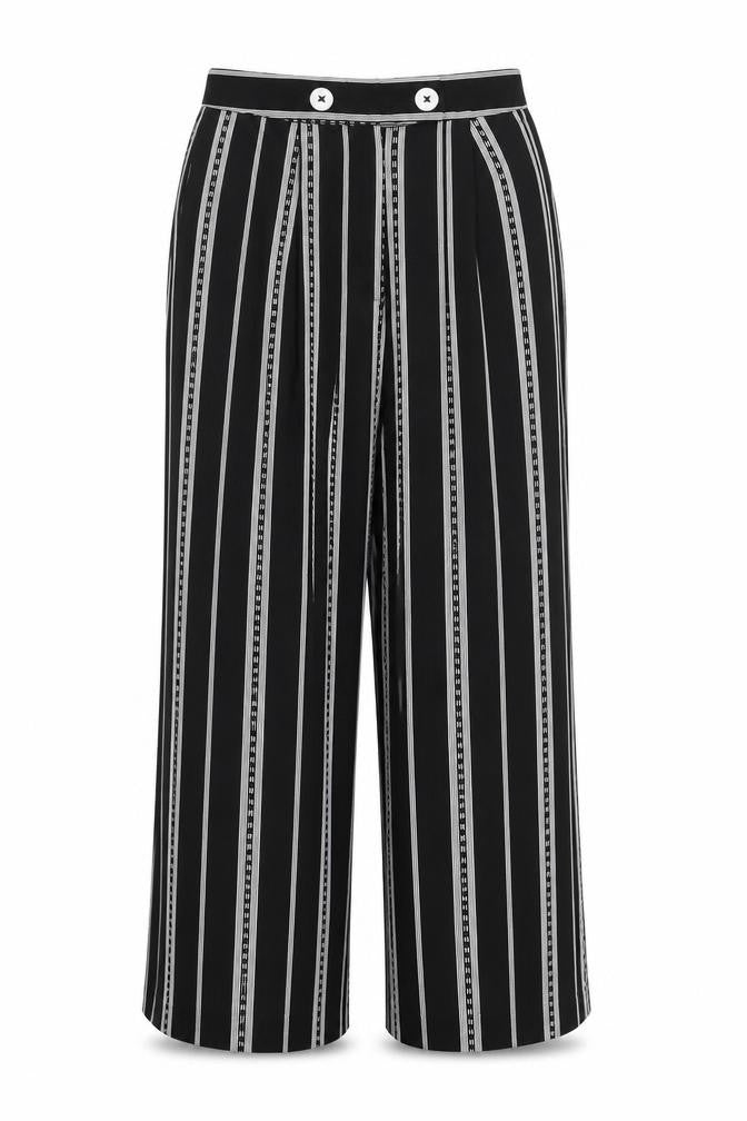 Topshop  Womens Black Striped  Trousers  Size 8 L22 in