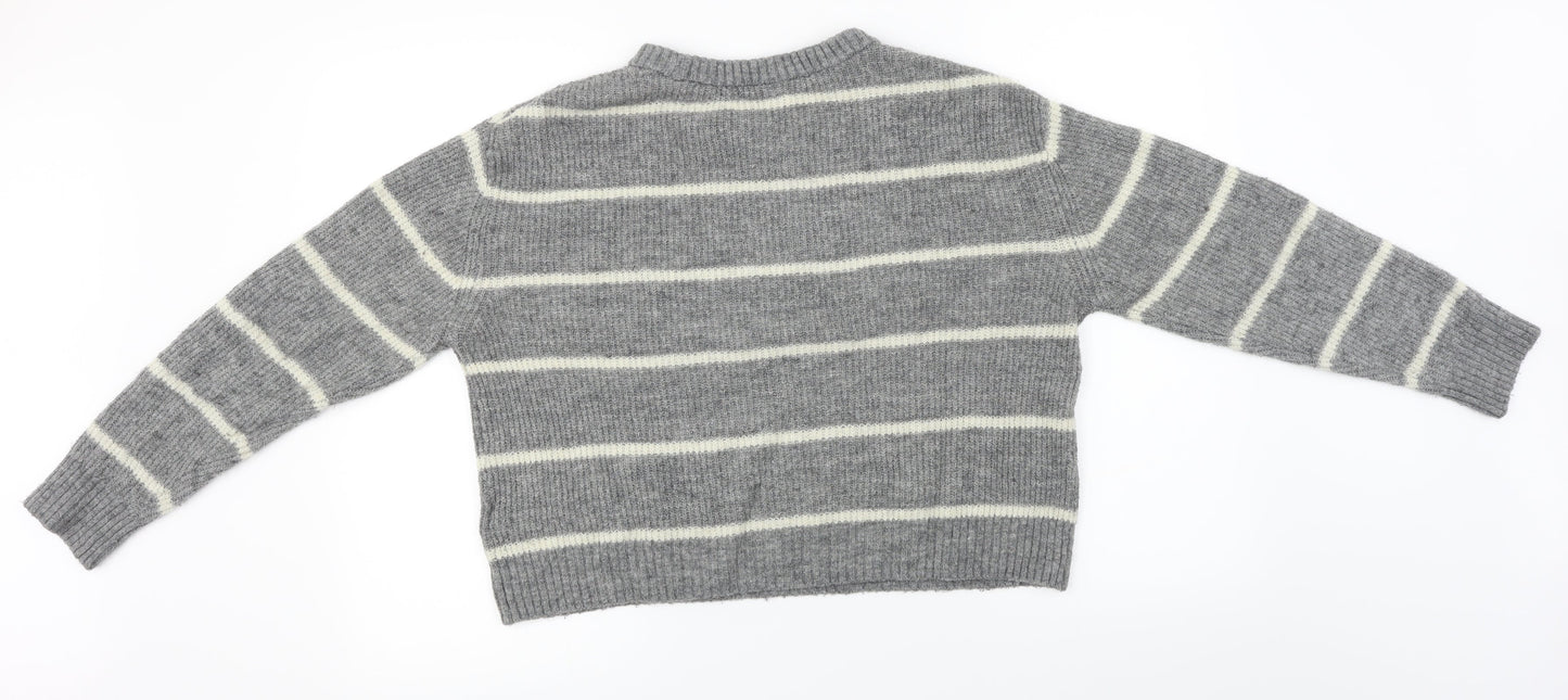 New Look  Womens Grey Striped  Pullover Jumper Size S