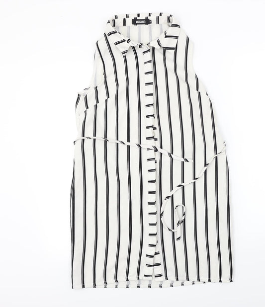 Missguided  Womens White Striped  Basic Button-Up Size 6