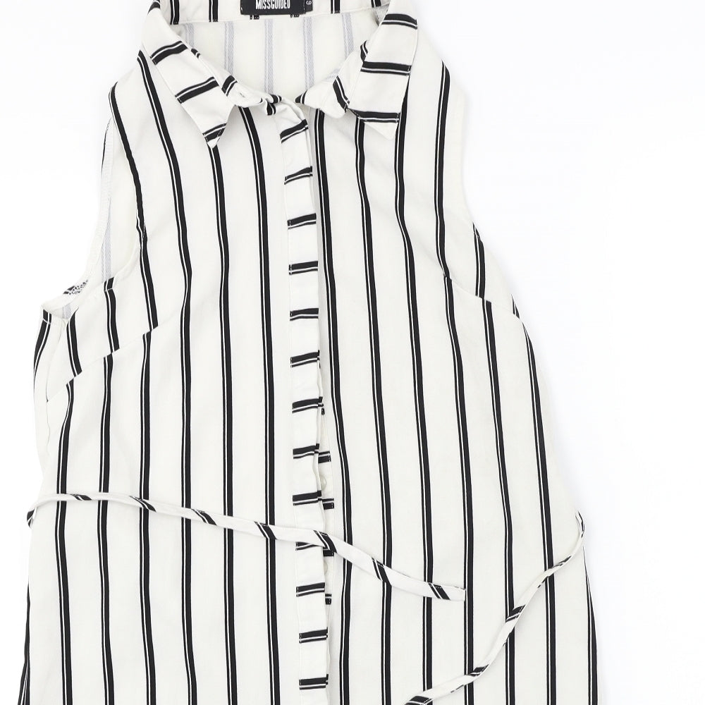 Missguided  Womens White Striped  Basic Button-Up Size 6
