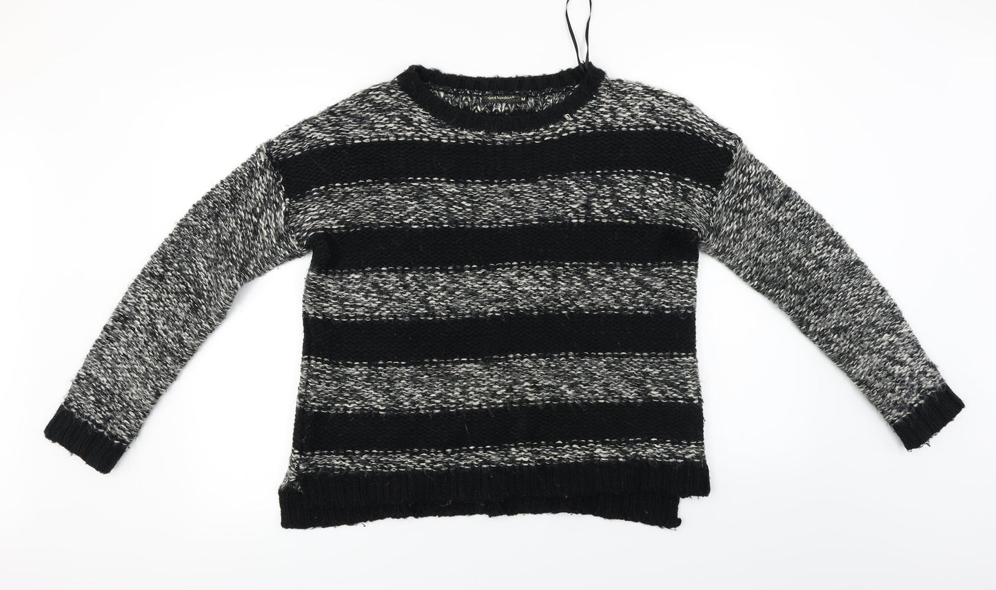 QED London  Womens Grey Striped  Pullover Jumper Size M