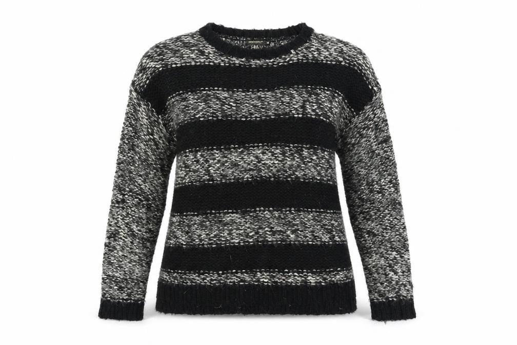 QED London  Womens Grey Striped  Pullover Jumper Size M