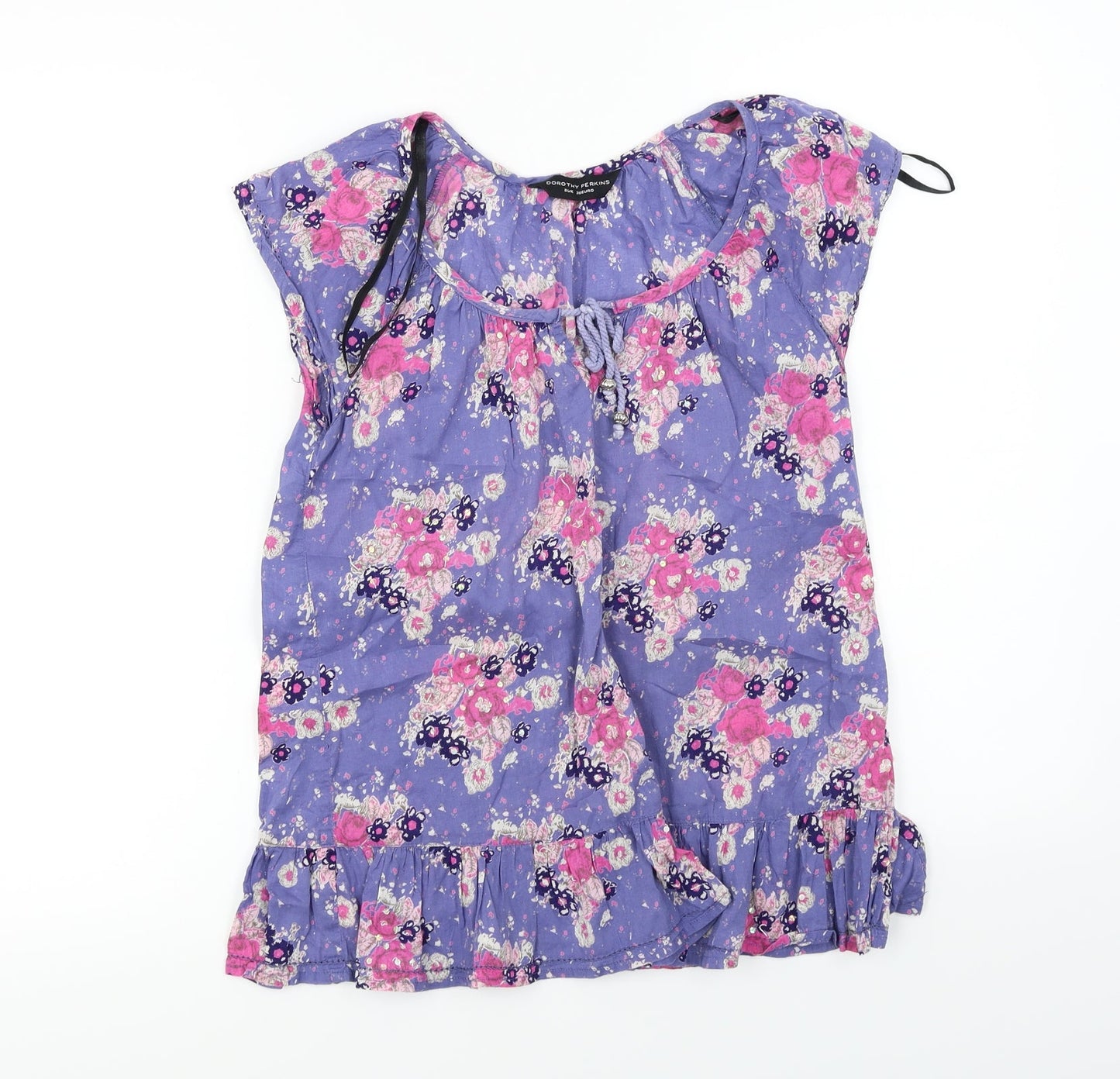 Dorothy Perkins  Womens Purple Floral  Basic Blouse Size 8
