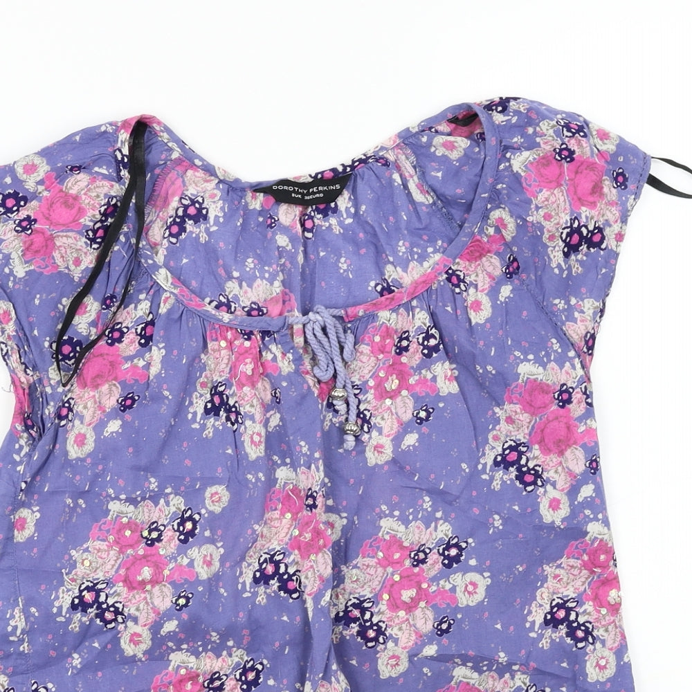 Dorothy Perkins  Womens Purple Floral  Basic Blouse Size 8