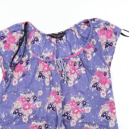Dorothy Perkins  Womens Purple Floral  Basic Blouse Size 8