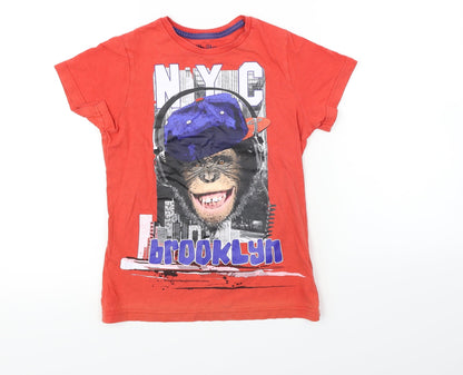 Preloved Marks and Spencer Girls Red   Basic T-Shirt Size 7-8 Years  - chimp - Front