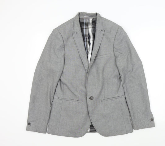 L'ART Mens Grey   Jacket Suit Jacket Size 38