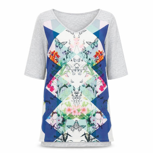NEXT Womens Grey Floral  Tunic T-Shirt Size 10