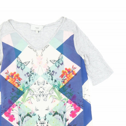 Next Womens Grey Floral  Tunic T-Shirt Size 10