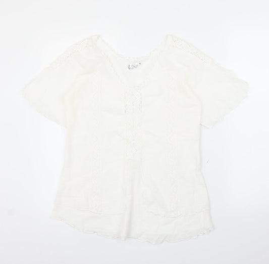 A Costa Womens White   Basic Blouse Size M