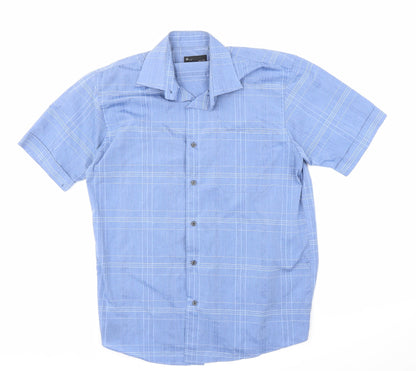 BHS Mens Blue Check   Button-Up Size 15