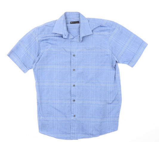 BHS Mens Blue Check   Button-Up Size 15