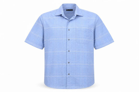 BHS Mens Blue Check   Button-Up Size 15