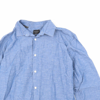 Preloved Select Homme Mens Blue    Button-Up Size 15.5 - Detail