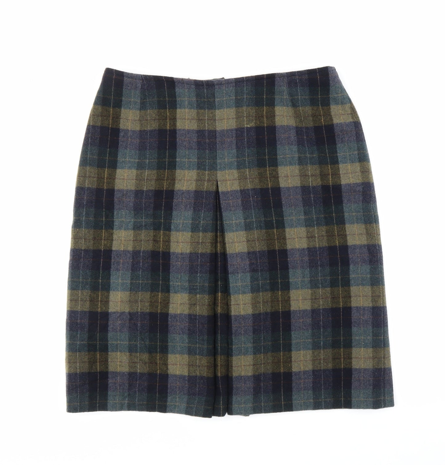 Preworn Womens Blue Plaid  Pleated Skirt Size L