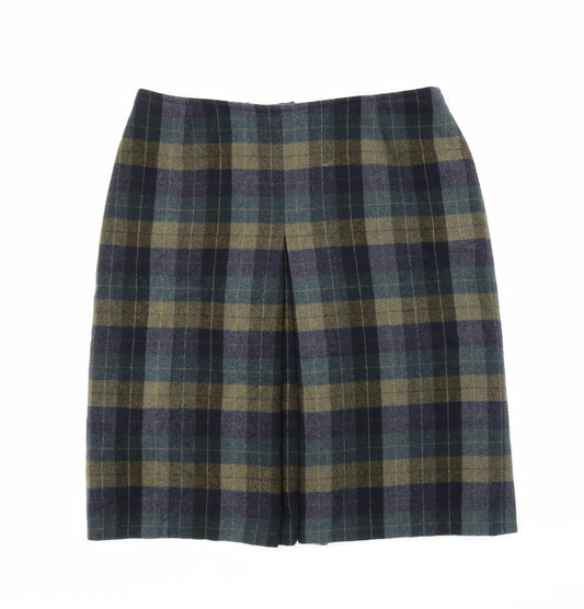 Preworn Womens Blue Plaid  Pleated Skirt Size L
