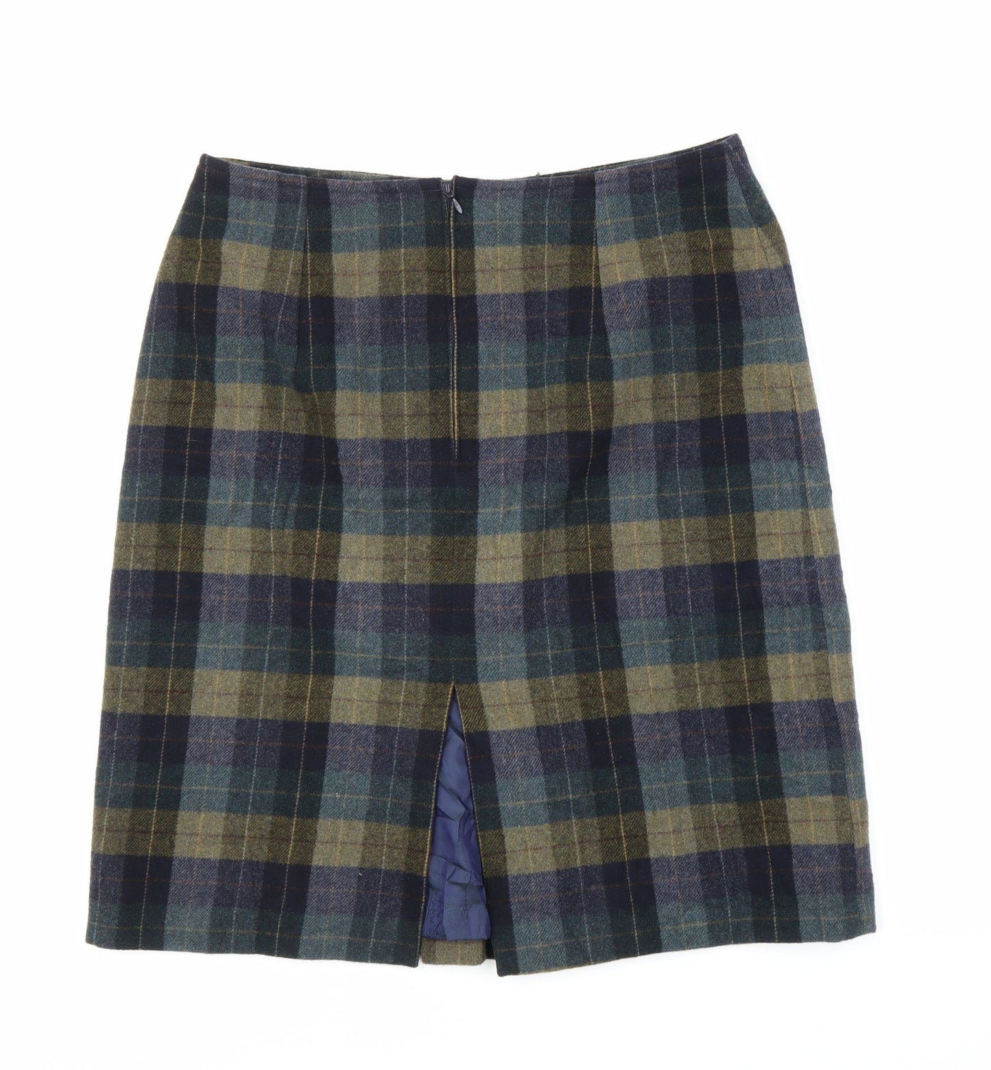 Preworn Womens Blue Plaid  Pleated Skirt Size L