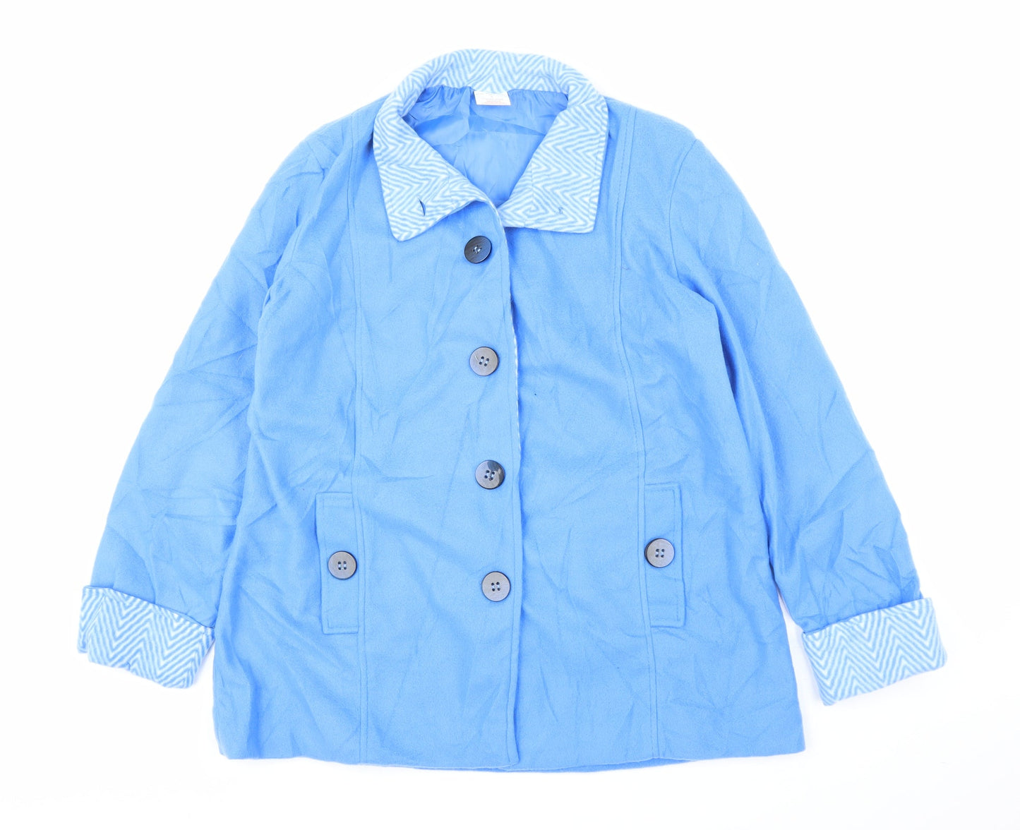 Anne De Lancay Womens Blue   Overcoat Jacket Size S