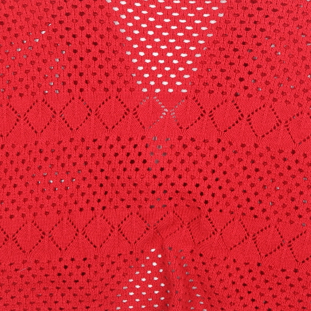 CHIC Womens Red  Knit Cardigan Jumper Size M