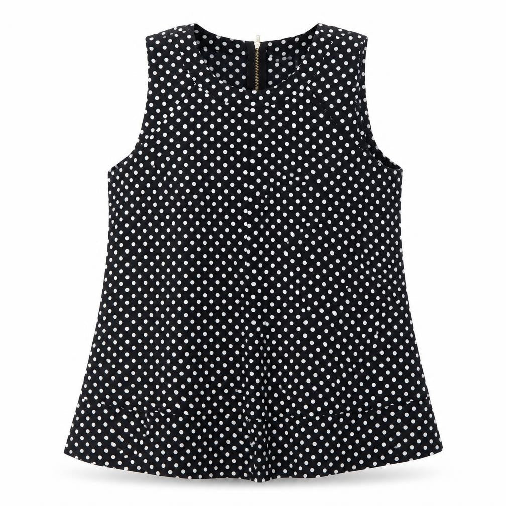 Maison Jules Womens Black Polka Dot  Basic Blouse Size M