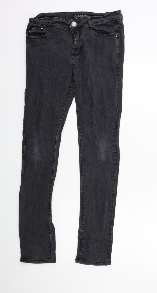 rose player Womens Black  Denim Skinny Jeans Size 14 L30 in