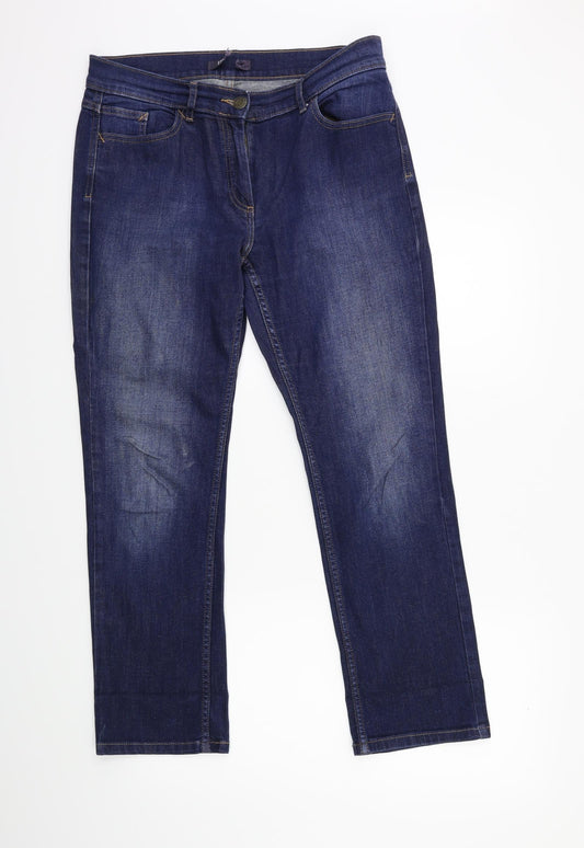 Preworn Womens Blue  Denim Straight Jeans Size 32 in L27 in