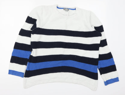 Preloved Kenar Womens Blue Striped  Pullover Jumper Size XL - Front