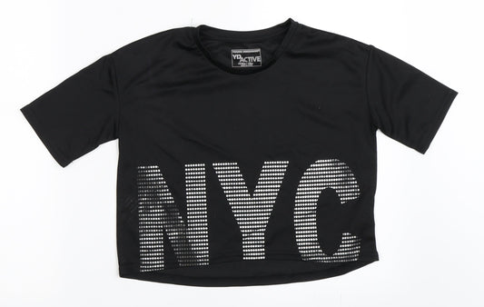 Young Dimension Girls Black   Basic T-Shirt Size 11-12 Years  - Activewear Top