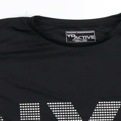 Preloved Young Dimension Girls Black   Basic T-Shirt Size 11-12 Years  - Activewear Top - Detail