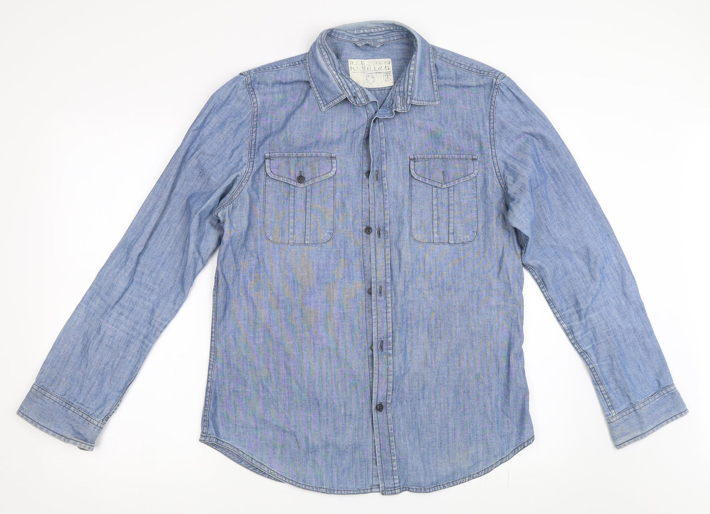 Debenhams Mens Blue  Denim  Button-Up Size M
