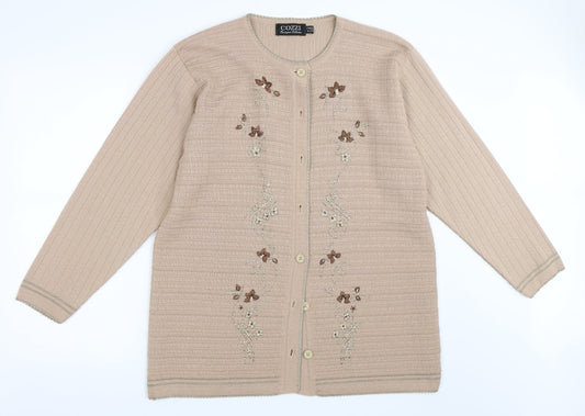 Cozzi Womens Beige   Cardigan Jumper One Size