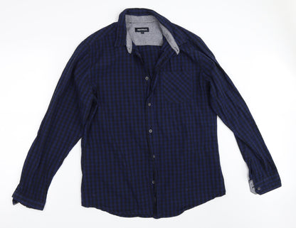 Preloved Industrialize Mens Blue Check   Button-Up Size L - Front
