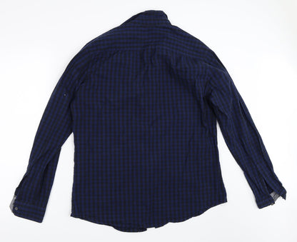 Preloved Industrialize Mens Blue Check   Button-Up Size L - Back