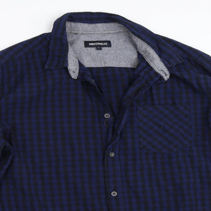 Preloved Industrialize Mens Blue Check   Button-Up Size L - Detail