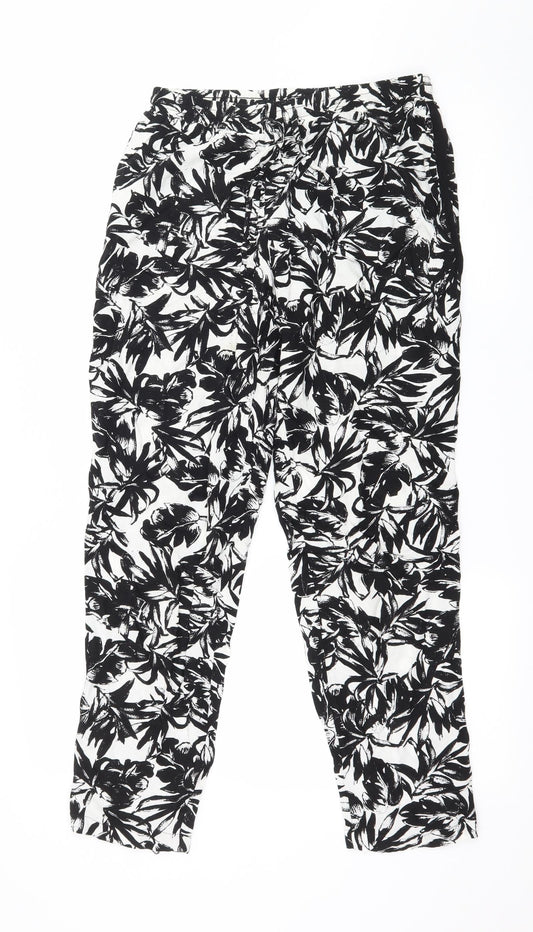 Dorothy Perkins Womens Black Floral  Trousers  Size 8 L25 in