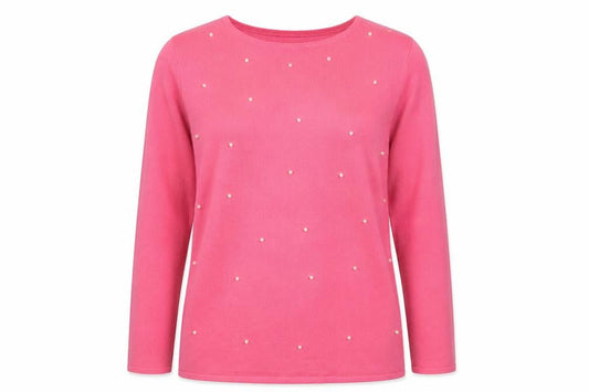Bonmarché Womens Pink Knit Pullover Jumper Size 14