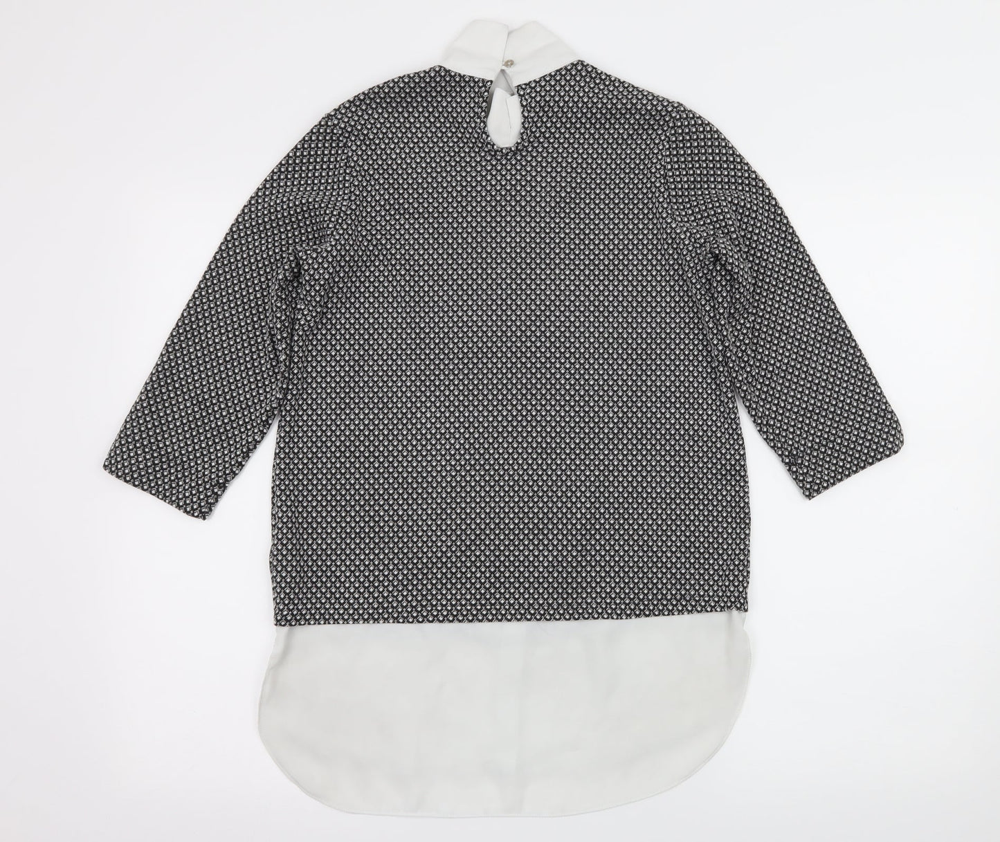 Dorothy Perkins Womens Black Geometric Jersey Basic Blouse Size 8