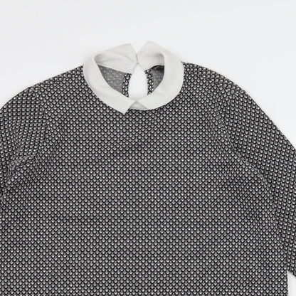 Preloved Dorothy Perkins Womens Black Geometric Jersey Basic Blouse Size 8 - Detail