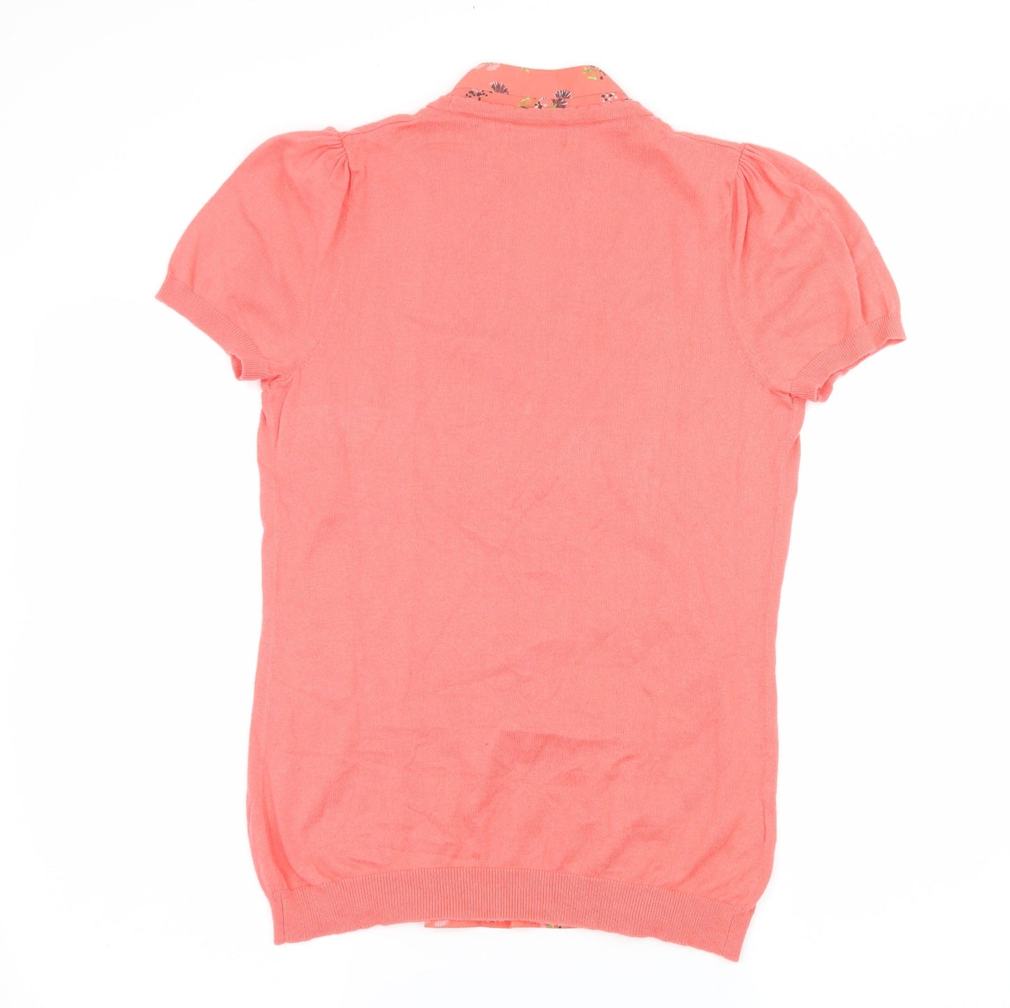 NEXT Womens Orange Floral Knit Basic T-Shirt Size 10