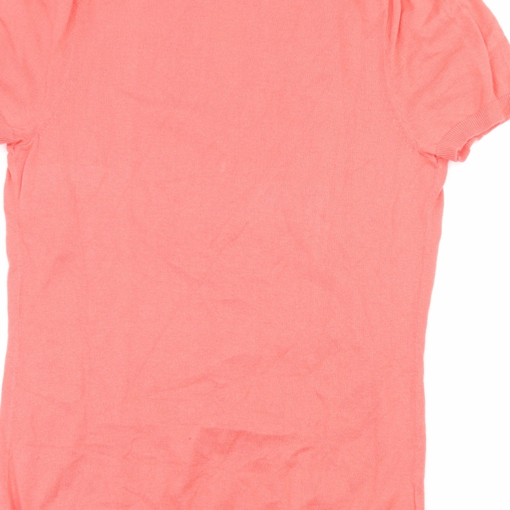 NEXT Womens Orange Floral Knit Basic T-Shirt Size 10