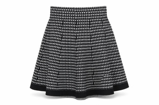 Vila Milano Womens Black Houndstooth Knit Flare Skirt Size S