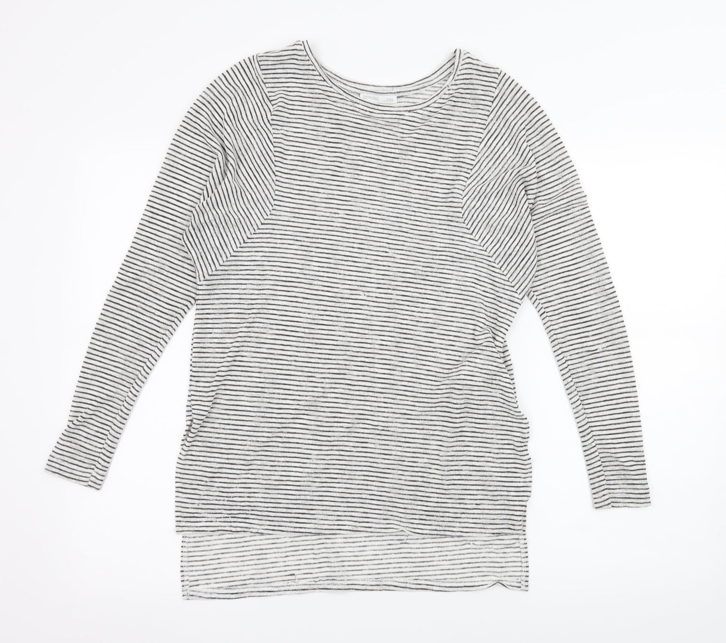 Zara Womens White Striped Knit Pullover Jumper Size S