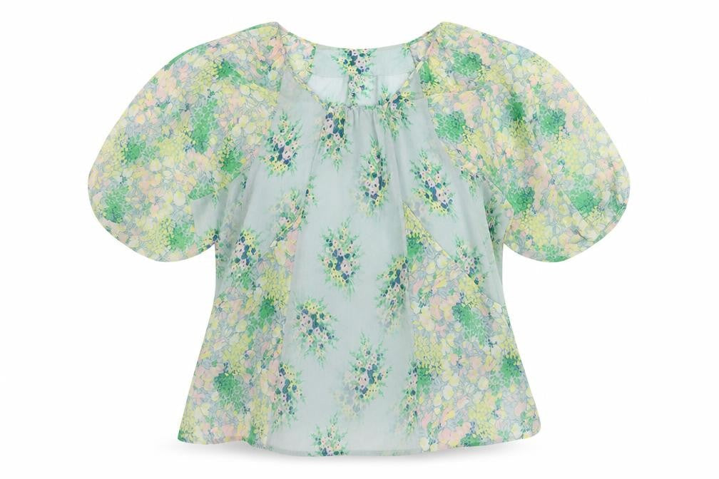 Topshop Womens Blue Floral Chiffon Basic Blouse Size 10