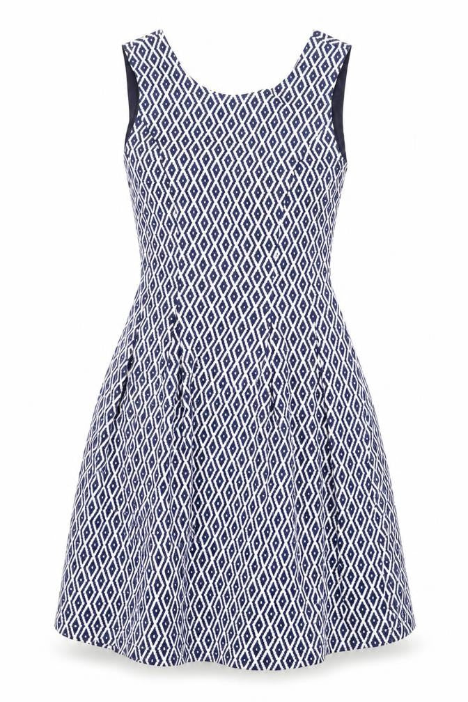 Colotee Womens Blue Geometric  Fit & Flare  Size 10