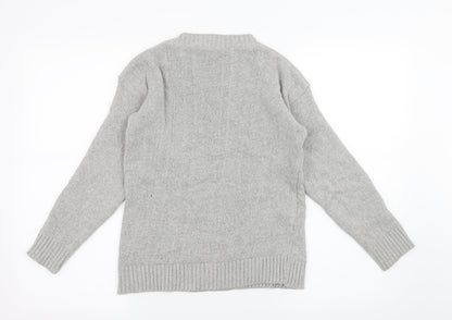 Preloved Q-10 collection Womens Grey  Knit Pullover Jumper Size S  - Rudolph Christmas - Back