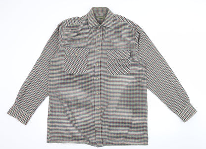 Preloved Tom Hagan Mens Beige Check   Button-Up Size M - Front