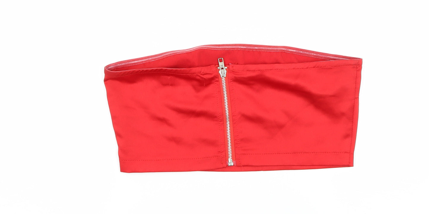Missguided Womens Red  Satin Basic Tank Size 10