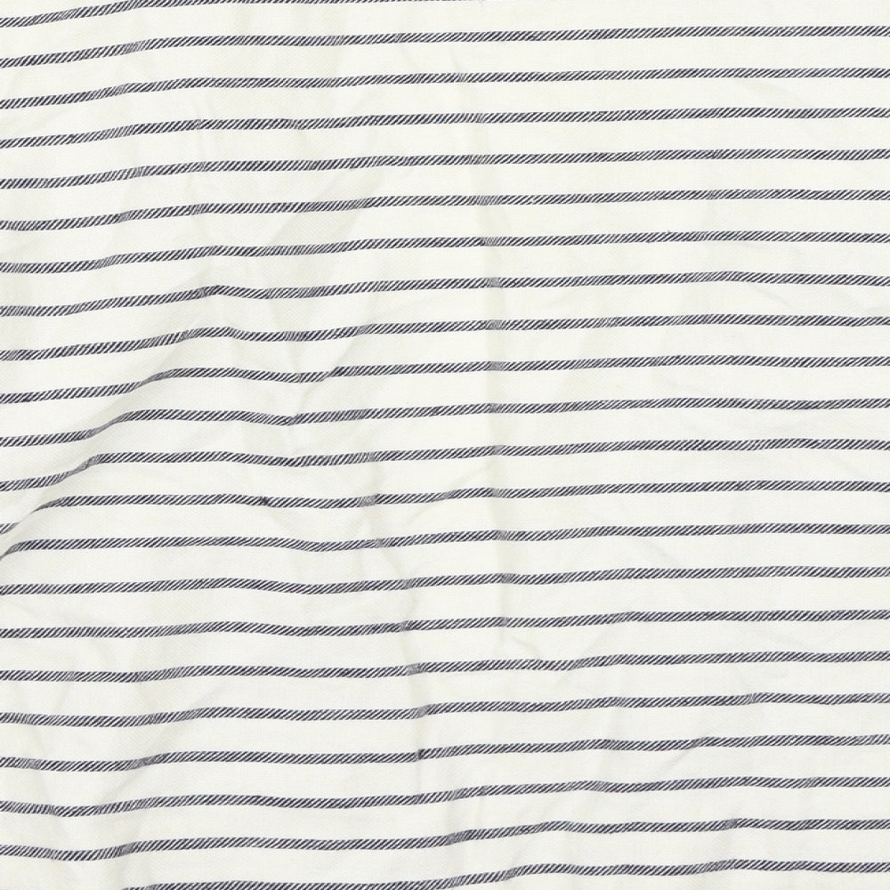 Preworn Womens White Striped  Jacket Blazer Size 8