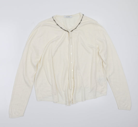Marks and Spencer Womens White   Cardigan Jumper Size 14