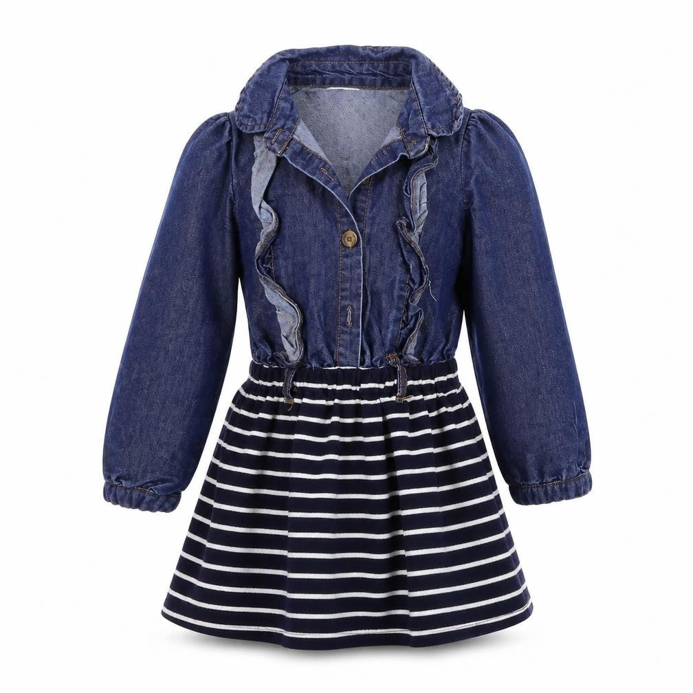 Phelfish Girls Blue Striped  A-Line  Size 9 Years